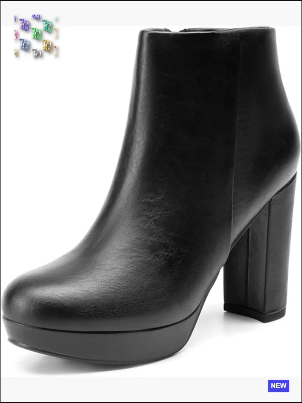 Stomp High Heel Ankle Boots Chunky Block Heel Platform Non-Slip Inside Zipper